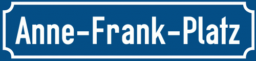 Straßenschild Anne-Frank-Platz