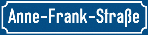 Straßenschild Anne-Frank-Straße zum kostenlosen Download