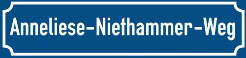 Straßenschild Anneliese-Niethammer-Weg zum kostenlosen Download