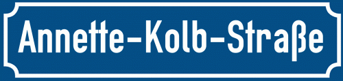 Straßenschild Annette-Kolb-Straße zum kostenlosen Download