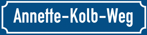 Straßenschild Annette-Kolb-Weg zum kostenlosen Download