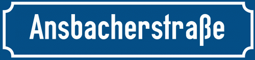Straßenschild Ansbacherstraße zum kostenlosen Download