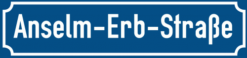 Straßenschild Anselm-Erb-Straße zum kostenlosen Download