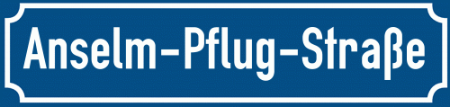 Straßenschild Anselm-Pflug-Straße zum kostenlosen Download