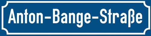 Straßenschild Anton-Bange-Straße zum kostenlosen Download