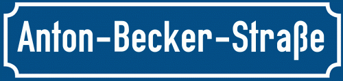 Straßenschild Anton-Becker-Straße zum kostenlosen Download