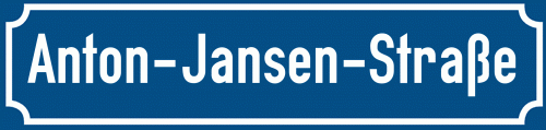 Straßenschild Anton-Jansen-Straße zum kostenlosen Download