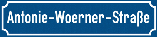 Straßenschild Antonie-Woerner-Straße zum kostenlosen Download