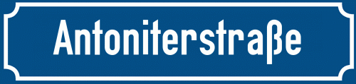 Straßenschild Antoniterstraße zum kostenlosen Download