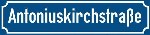 Straßenschild Antoniuskirchstraße zum kostenlosen Download