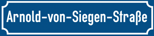 Straßenschild Arnold-von-Siegen-Straße
