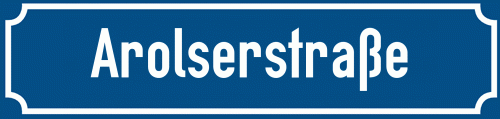 Straßenschild Arolserstraße zum kostenlosen Download