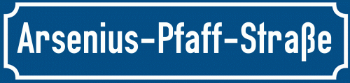 Straßenschild Arsenius-Pfaff-Straße zum kostenlosen Download
