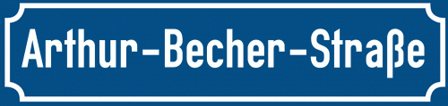 Straßenschild Arthur-Becher-Straße zum kostenlosen Download