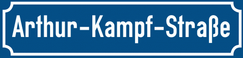 Straßenschild Arthur-Kampf-Straße