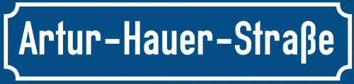 Straßenschild Artur-Hauer-Straße zum kostenlosen Download