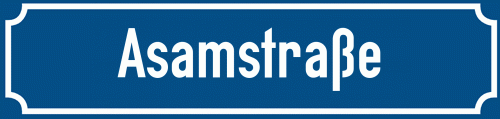 Straßenschild Asamstraße zum kostenlosen Download