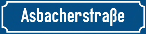 Straßenschild Asbacherstraße