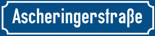 Straßenschild Ascheringerstraße zum kostenlosen Download
