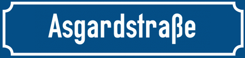 Straßenschild Asgardstraße zum kostenlosen Download