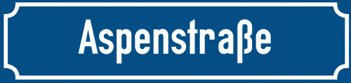 Straßenschild Aspenstraße zum kostenlosen Download