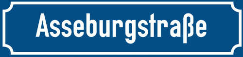 Straßenschild Asseburgstraße zum kostenlosen Download