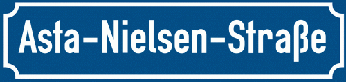 Straßenschild Asta-Nielsen-Straße