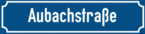 Straßenschild Aubachstraße zum kostenlosen Download
