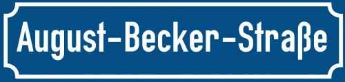 Straßenschild August-Becker-Straße zum kostenlosen Download
