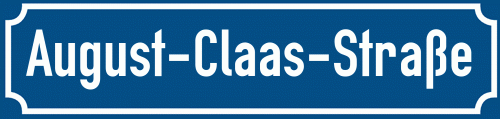 Straßenschild August-Claas-Straße zum kostenlosen Download