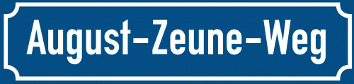 Straßenschild August-Zeune-Weg zum kostenlosen Download