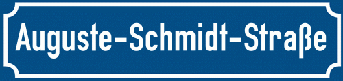 Straßenschild Auguste-Schmidt-Straße zum kostenlosen Download