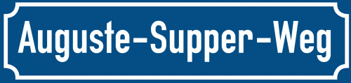 Straßenschild Auguste-Supper-Weg zum kostenlosen Download