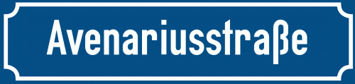 Straßenschild Avenariusstraße zum kostenlosen Download