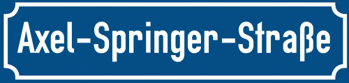 Straßenschild Axel-Springer-Straße zum kostenlosen Download