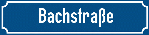 Straßenschild Bachstraße zum kostenlosen Download