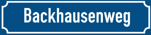 Straßenschild Backhausenweg zum kostenlosen Download
