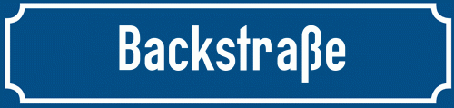 Straßenschild Backstraße zum kostenlosen Download