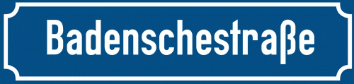 Straßenschild Badenschestraße zum kostenlosen Download