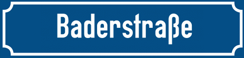 Straßenschild Baderstraße zum kostenlosen Download