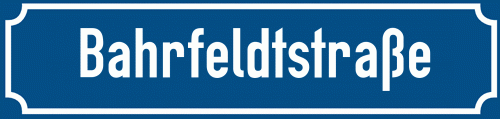 Straßenschild Bahrfeldtstraße zum kostenlosen Download