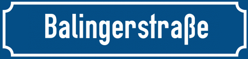 Straßenschild Balingerstraße zum kostenlosen Download