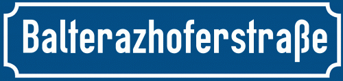 Straßenschild Balterazhoferstraße zum kostenlosen Download