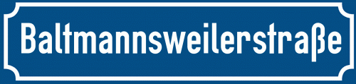 Straßenschild Baltmannsweilerstraße zum kostenlosen Download
