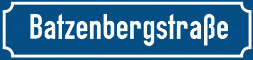 Straßenschild Batzenbergstraße zum kostenlosen Download