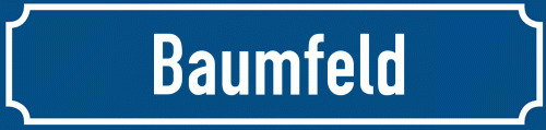 Straßenschild Baumfeld
