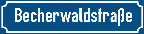 Straßenschild Becherwaldstraße zum kostenlosen Download