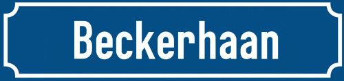 Straßenschild Beckerhaan zum kostenlosen Download