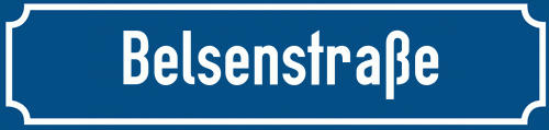 Straßenschild Belsenstraße zum kostenlosen Download