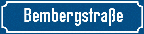 Straßenschild Bembergstraße zum kostenlosen Download